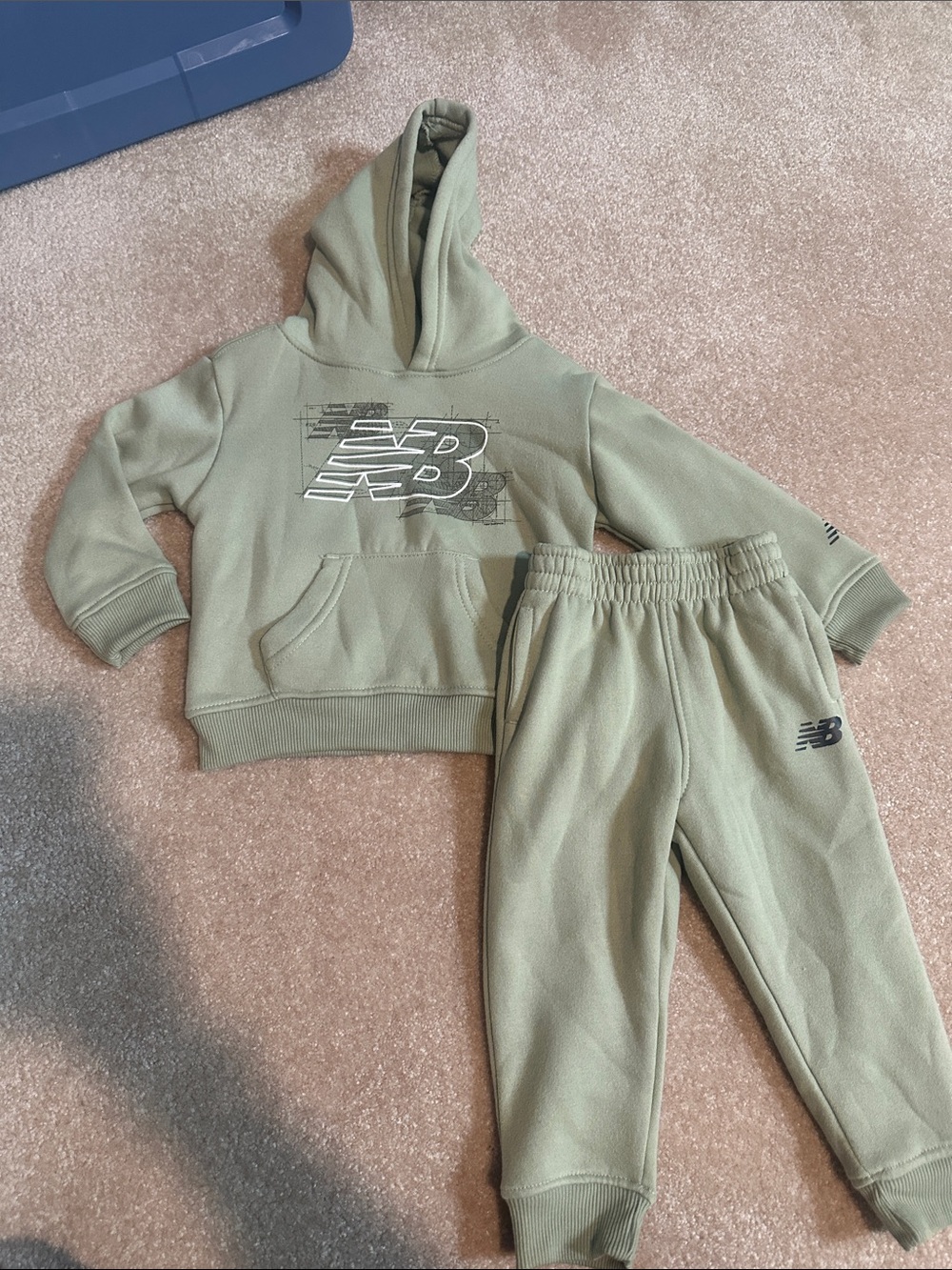 New Balance Kids Olive Green Hoodie & Joggers Set